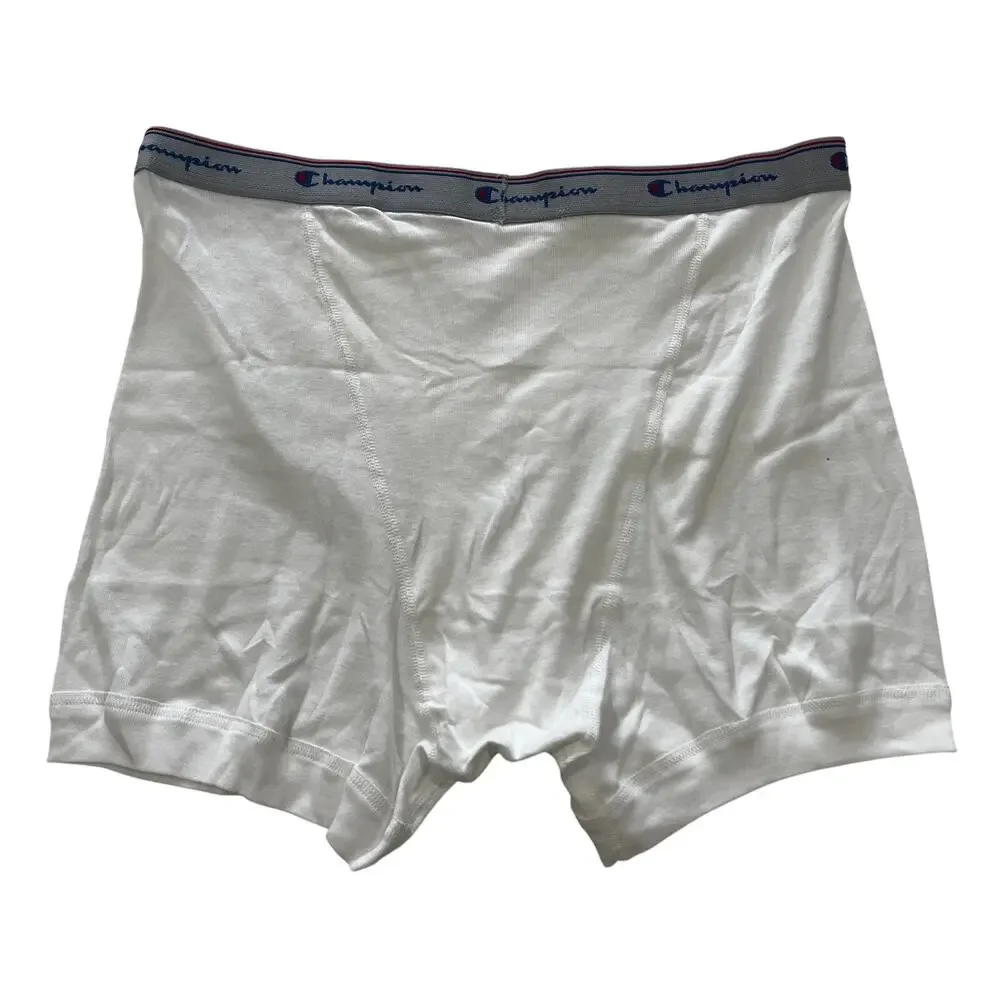 15-73 CHAMPION Men's 100% Cotton Boxer Briefs White XL